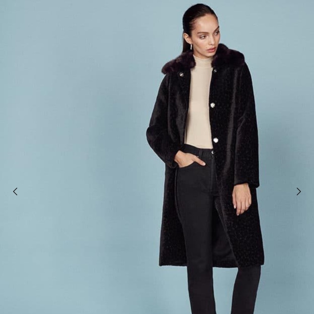 REFORMATION Rockefeller Faux Fur & Velvet Coat S